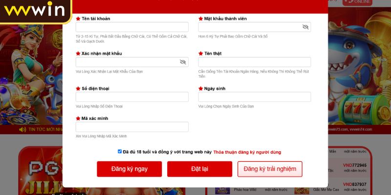 Xác nhận đăng ký ​​VVVWIN